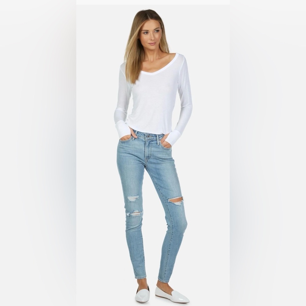 Michael Lauren Otis Core Fitted V-Neck Top